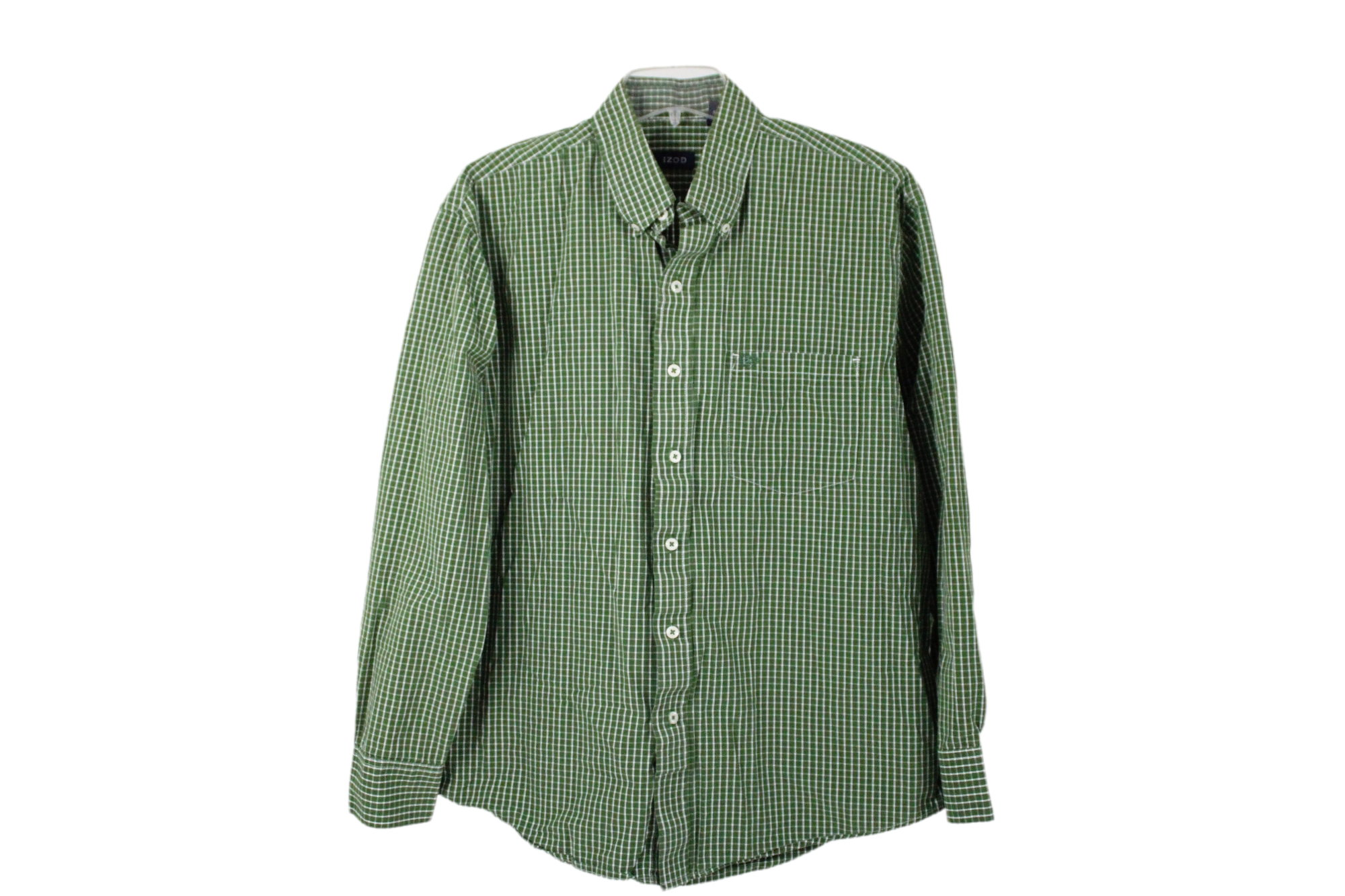 Izod Green Plaid Button Down Shirt | L