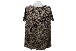 Amaryllis Cheetah Print Crushed Velvet Top | M