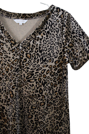 Amaryllis Cheetah Print Crushed Velvet Top | M