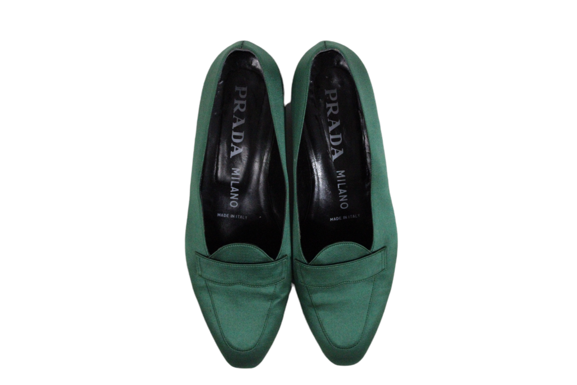 Prada Milano Silk Green Loafer Flats | Size 37 1/2 (6.5)