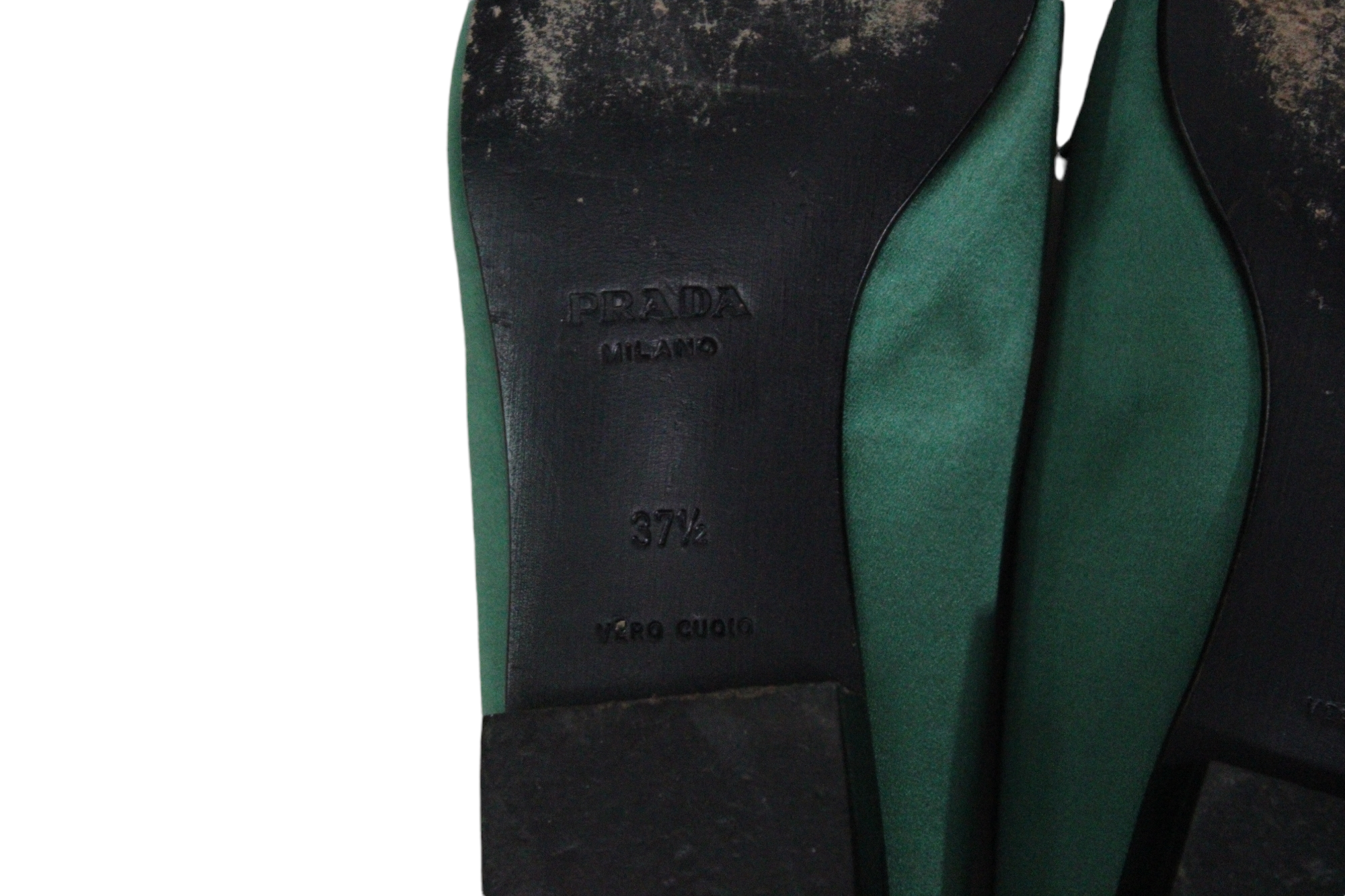 Prada Milano Silk Green Loafer Flats | Size 37 1/2 (6.5)