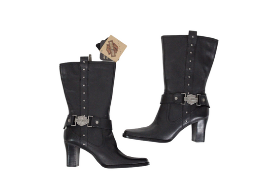NEW Harley Davidson Black Lindsey Leather Heeled Boots | Size 6