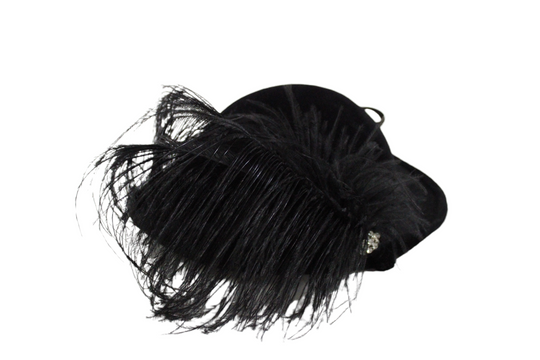 Antique Tonak Black Velvet 1920's Flapper Hat | Size 22 1/2