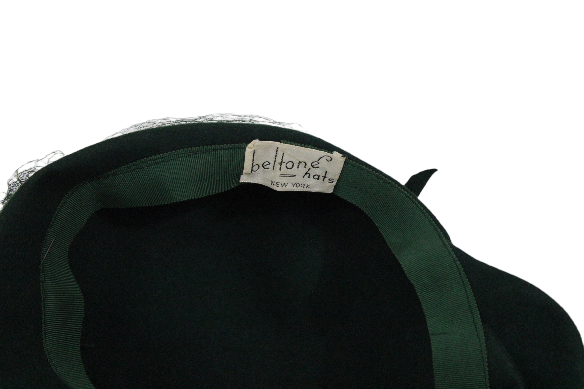 Beltone Hats New York Green Feather Antique Hat