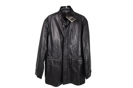 NEW Cole Haan Genuine Smooth Leather Black Coat | M