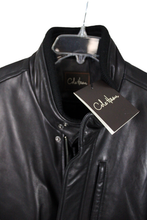 NEW Cole Haan Genuine Smooth Leather Black Coat | M