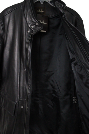 NEW Cole Haan Genuine Smooth Leather Black Coat | M