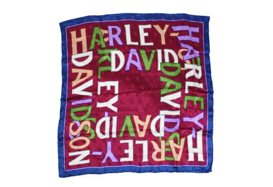 Harley Davidson Pink Green & Blue Logo 33x33" Silky Scarf
