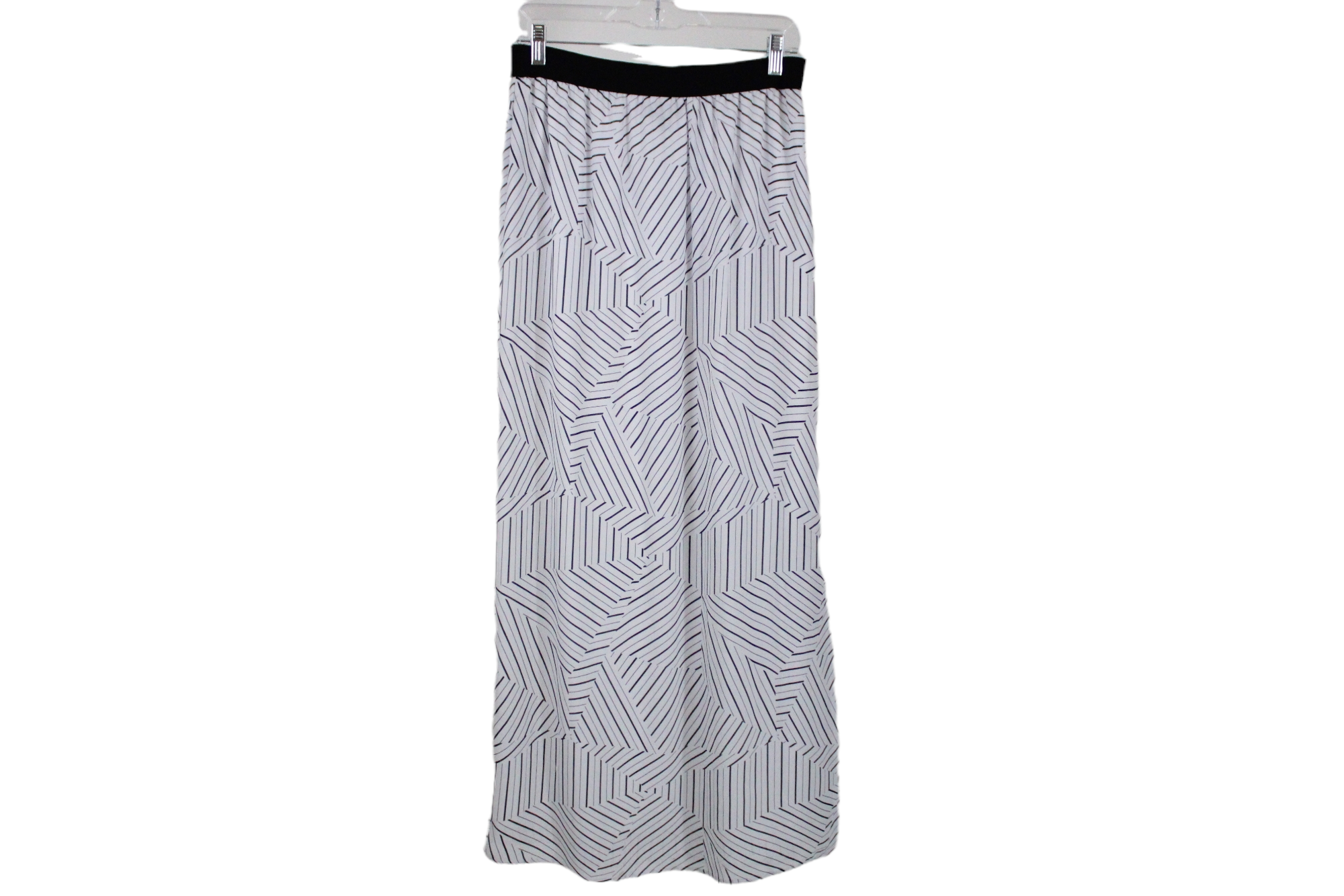 Worthington White Black Chiffon Maxi Skirt | M
