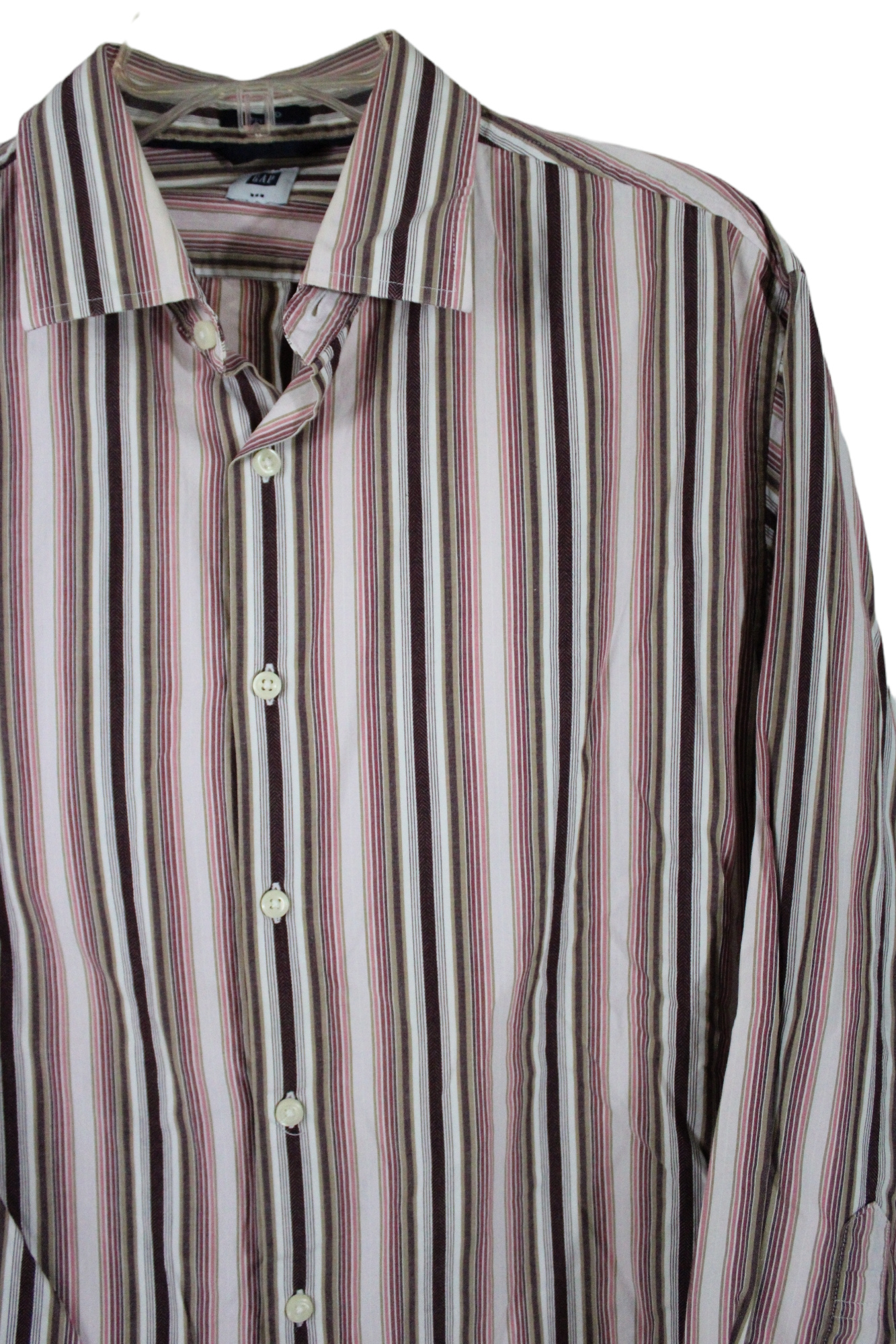 Gap Fitted Burgundy Striped Long Sleeved Shirt | L