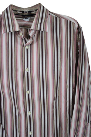 Gap Fitted Burgundy Striped Long Sleeved Shirt | L