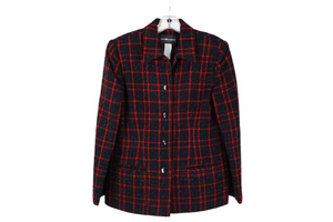 Sag Harbor Black Red Plaid Sparkle Jacket | 6 Petite