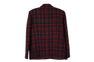 Sag Harbor Black Red Plaid Sparkle Jacket | 6 Petite