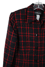 Sag Harbor Black Red Plaid Sparkle Jacket | 6 Petite