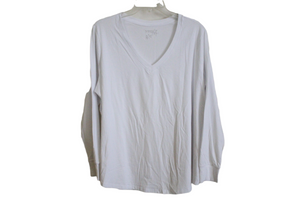 Terra & Sky White V-Neck Long Sleeved Shirt | 1X