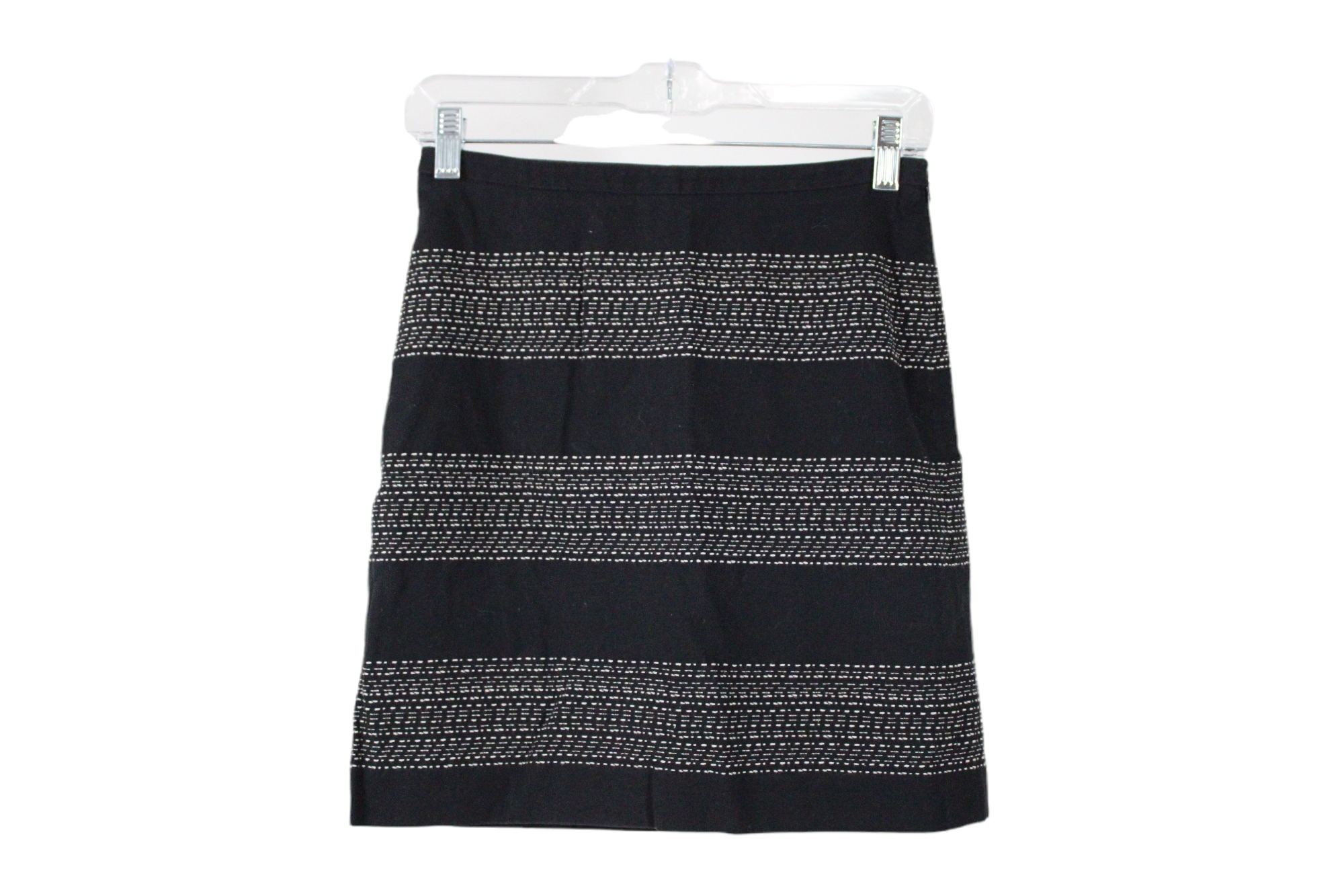 Ann Taylor Petites Black Cotton Embroidered Skirt | 00 Petite