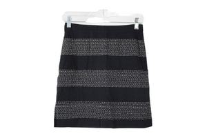 Ann Taylor Petites Black Cotton Embroidered Skirt | 00 Petite