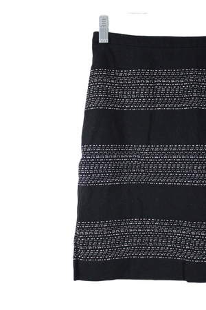 Ann Taylor Petites Black Cotton Embroidered Skirt | 00 Petite