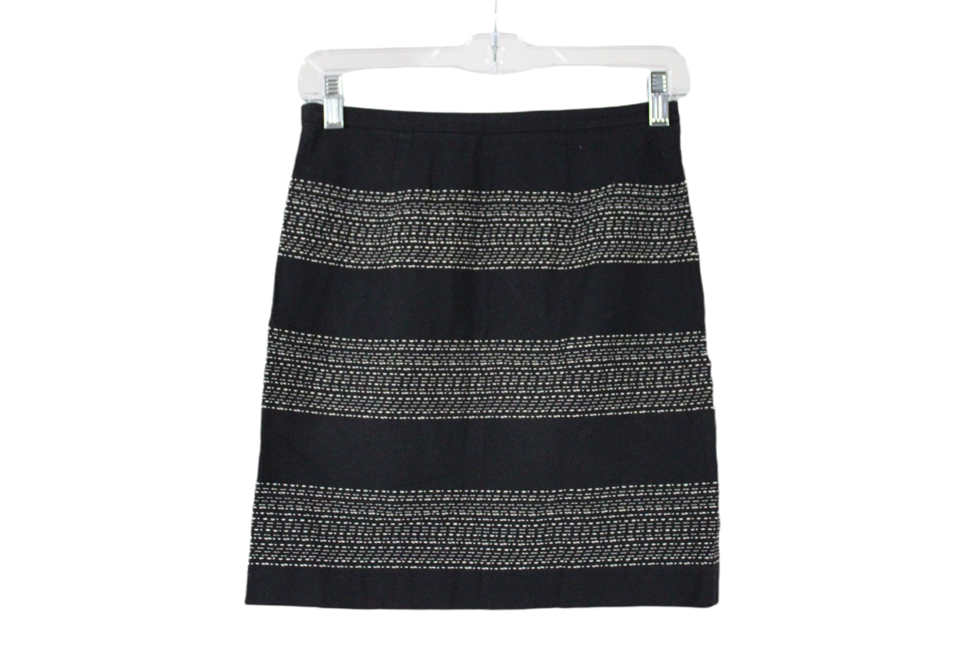 Ann Taylor Petites Black Cotton Embroidered Skirt | 00 Petite