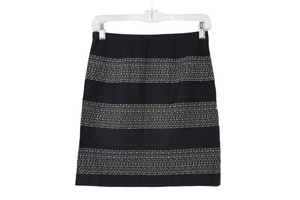 Ann Taylor Petites Black Cotton Embroidered Skirt | 00 Petite