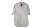 Chaps White Tan Striped Shirt | M
