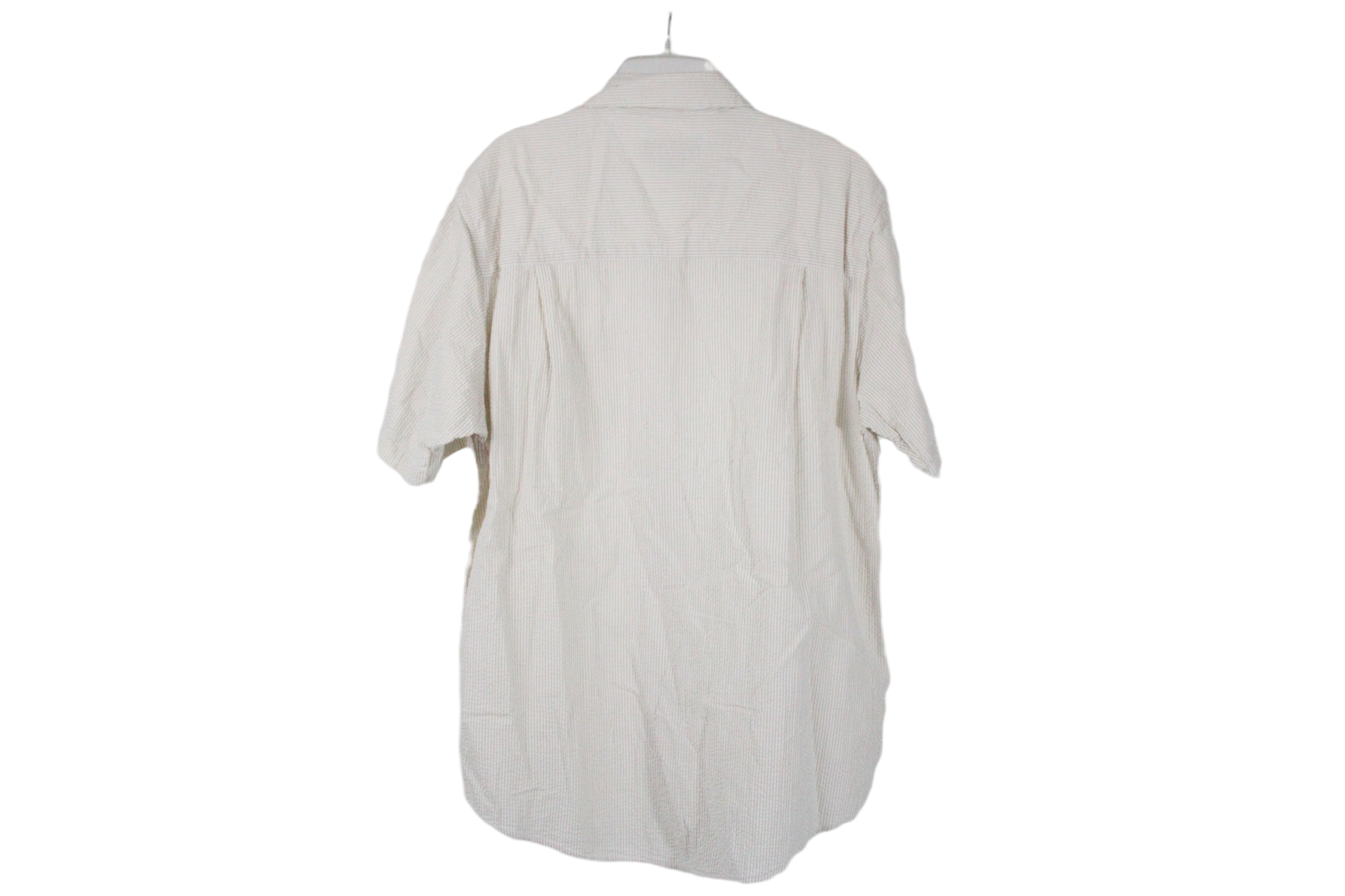 Chaps White Tan Striped Shirt | M