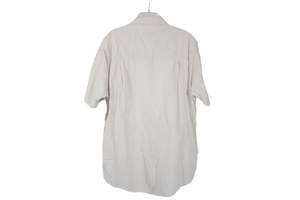 Chaps White Tan Striped Shirt | M