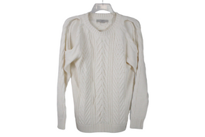 LOFT Cream Knit Cold Shoulder Sweater | M