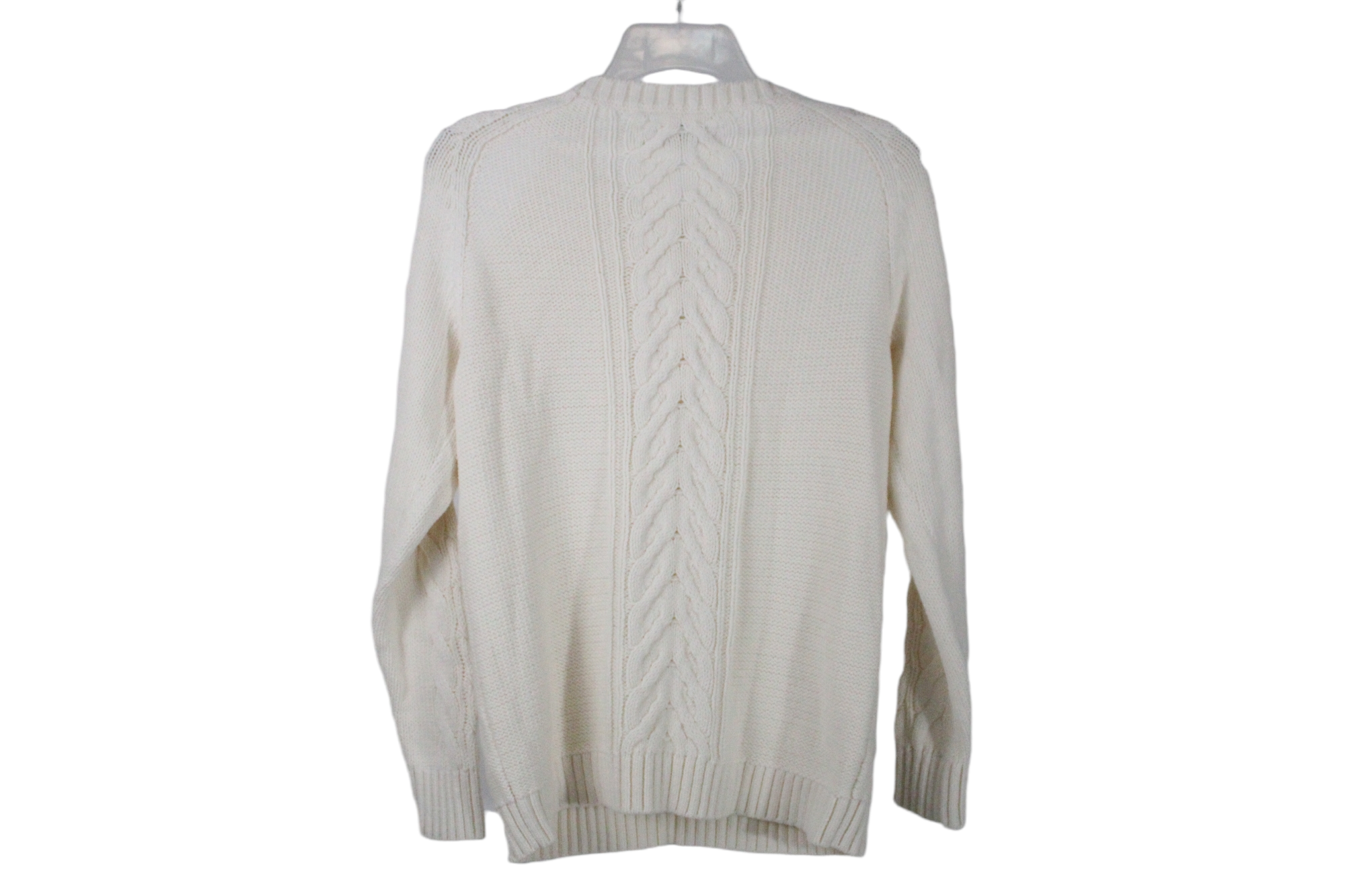 LOFT Cream Knit Cold Shoulder Sweater | M