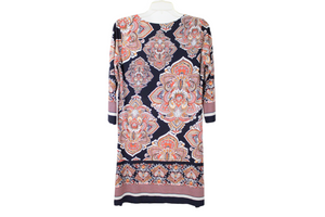 Enfocus Petite Navy Blue Orange Dress | 6 Petite