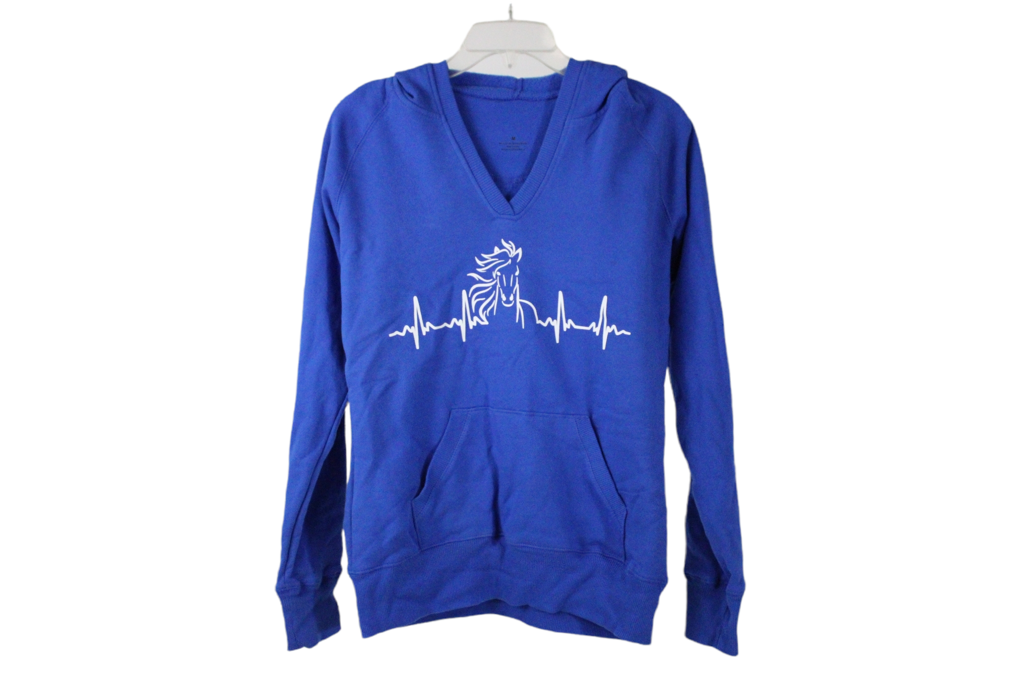 Blue V-Neck Hoodie | M