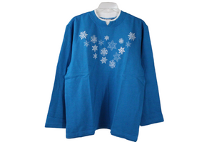 Metropolitan Blue Snowflake Embroidered Sweatshirt | M