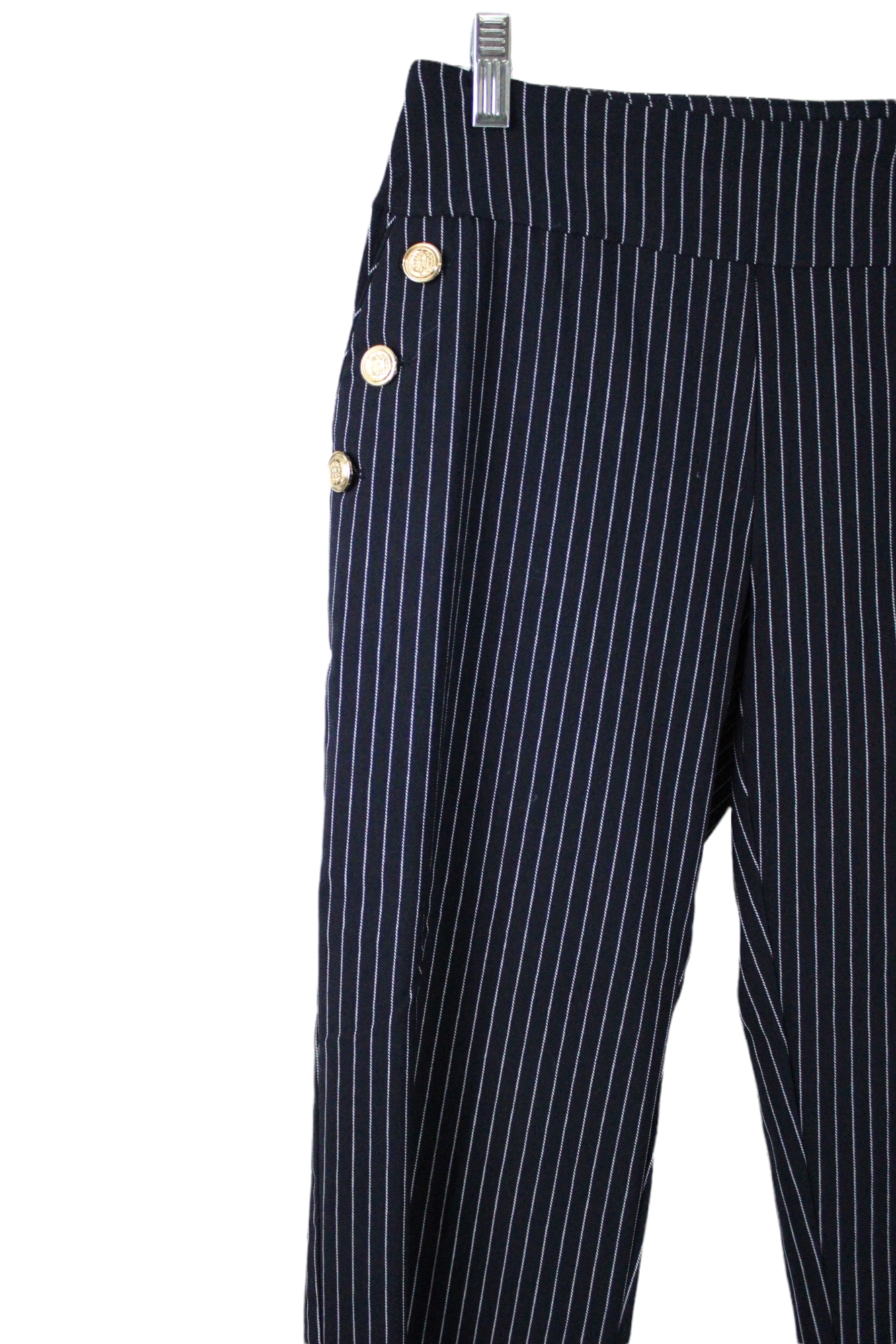 Roz & Ali Navy Striped Ankle Pant | 2