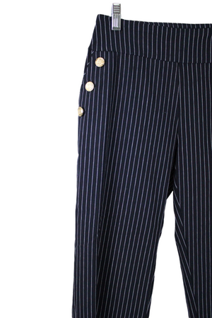 Roz & Ali Navy Striped Ankle Pant | 2