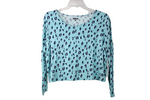 Bongo Cheetah Print Blue Cropped Shirt | L (14-16)