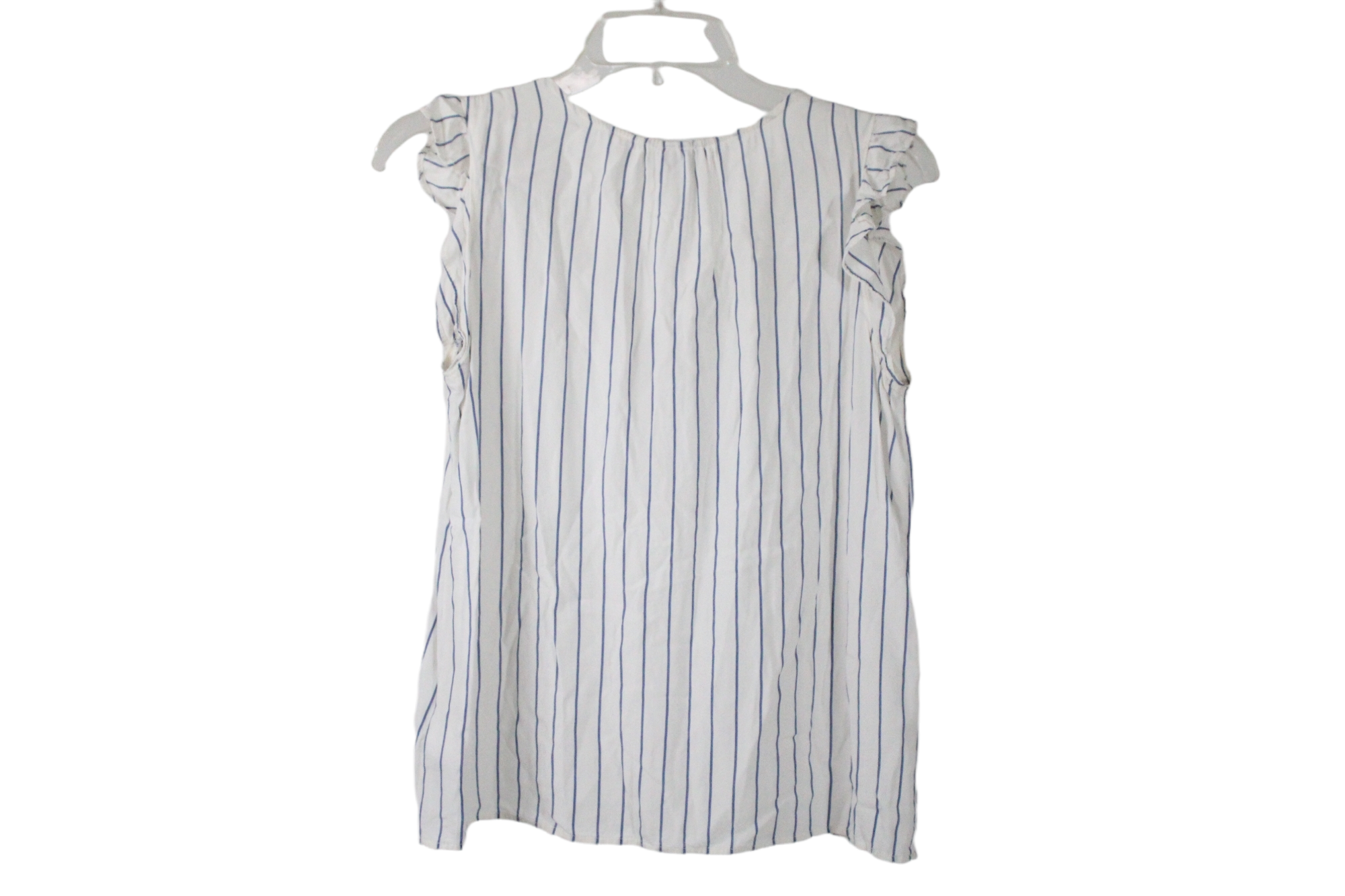 Old Navy White Blue Striped Blouse | XS