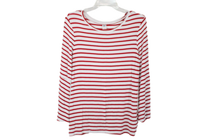 Old Navy Red White Striped Rib Top | M