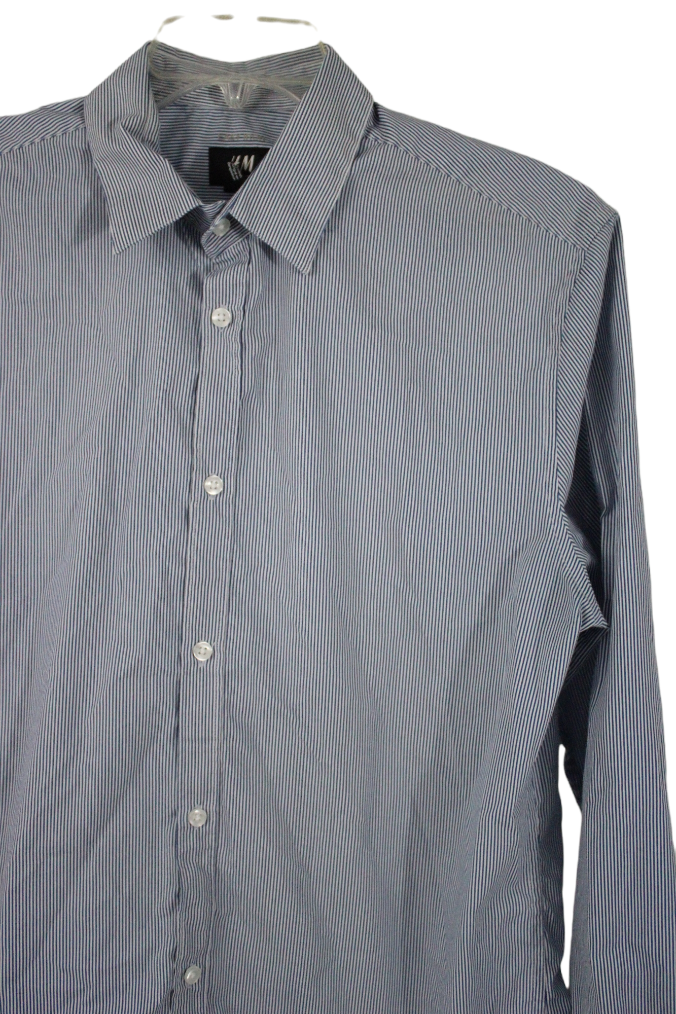 H&M Slim Fit Blue Striped Shirt | L