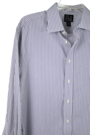 Jos. A. Bank Tailored Fit White Blue Striped Button Down | 16 1/2-33