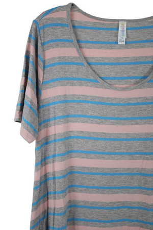 LuLaRoe Pink Blue Stripe Tunic Top | L