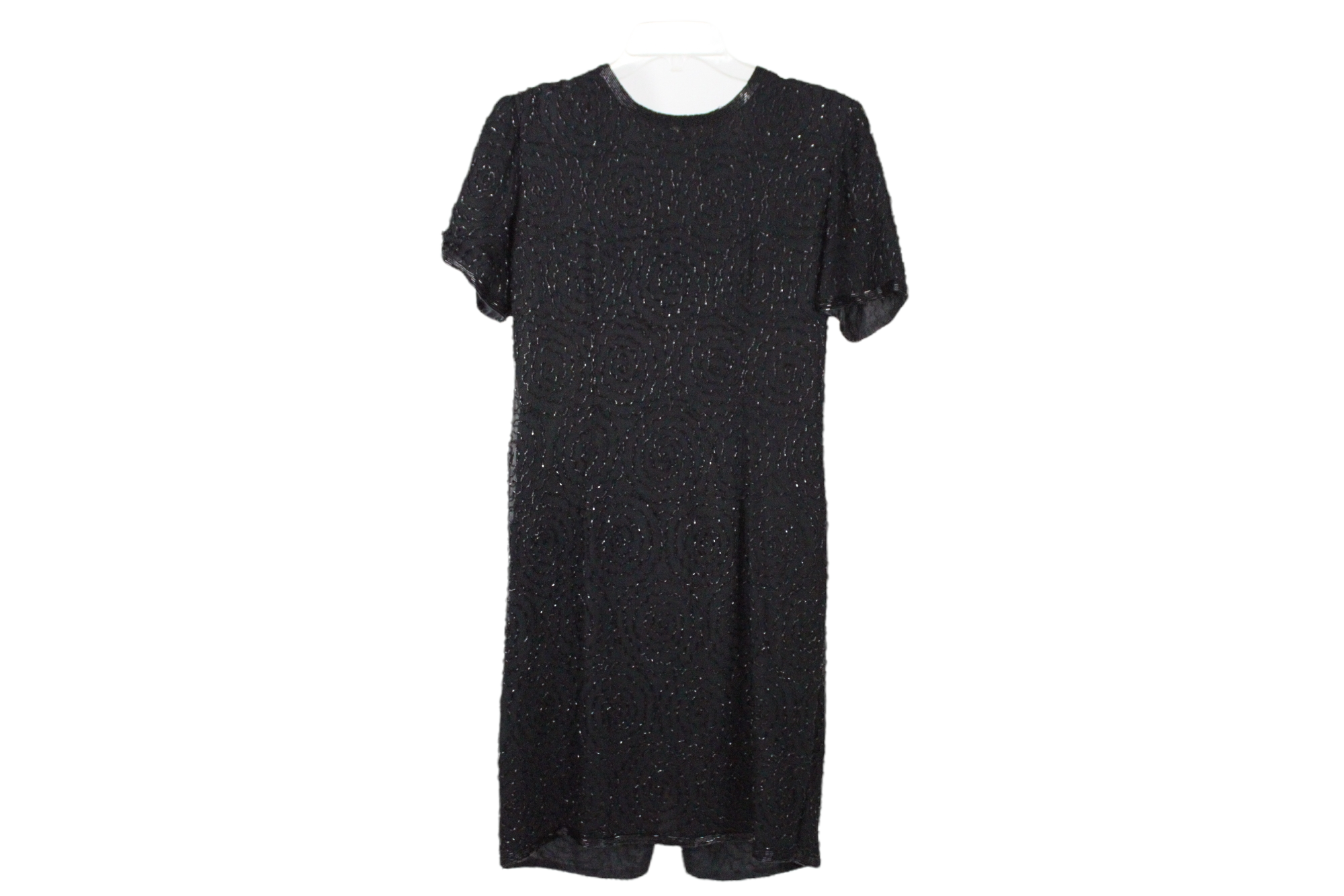 Vintage Adrianna Papell Evening Black Beaded Dress | 10 Petite