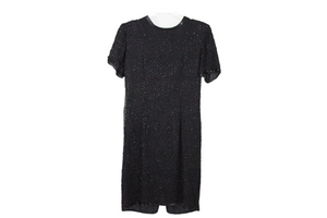 Vintage Adrianna Papell Evening Black Beaded Dress | 10 Petite