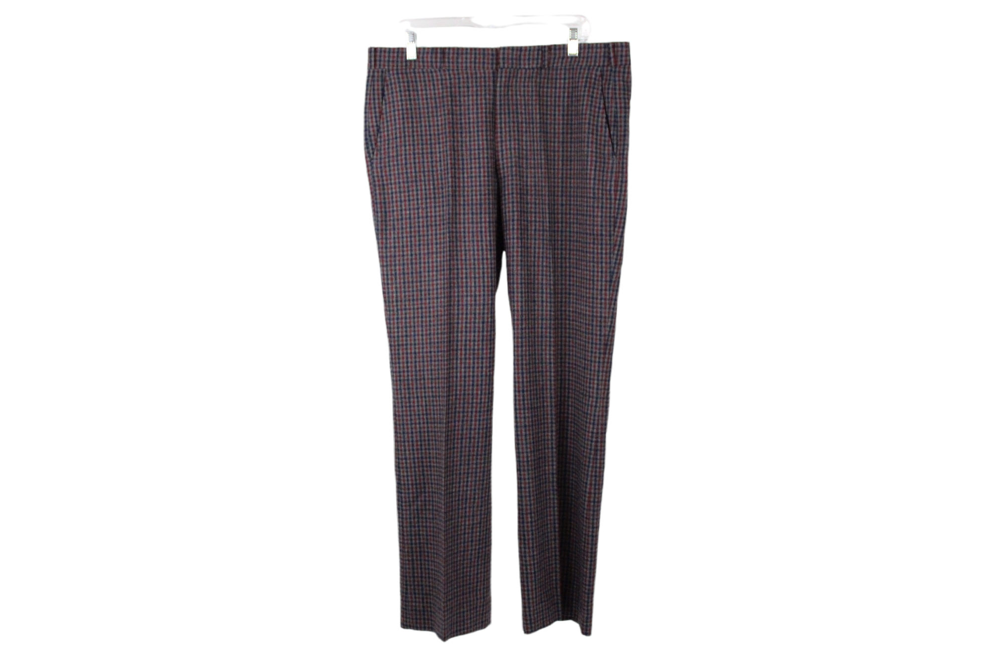Jaymar Red Blue Gray Plaid Pure Wool Pant | 37X31