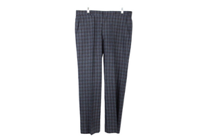 Jaymar J 100% Pure Wool Gray Blue Plaid Pant | 37X29