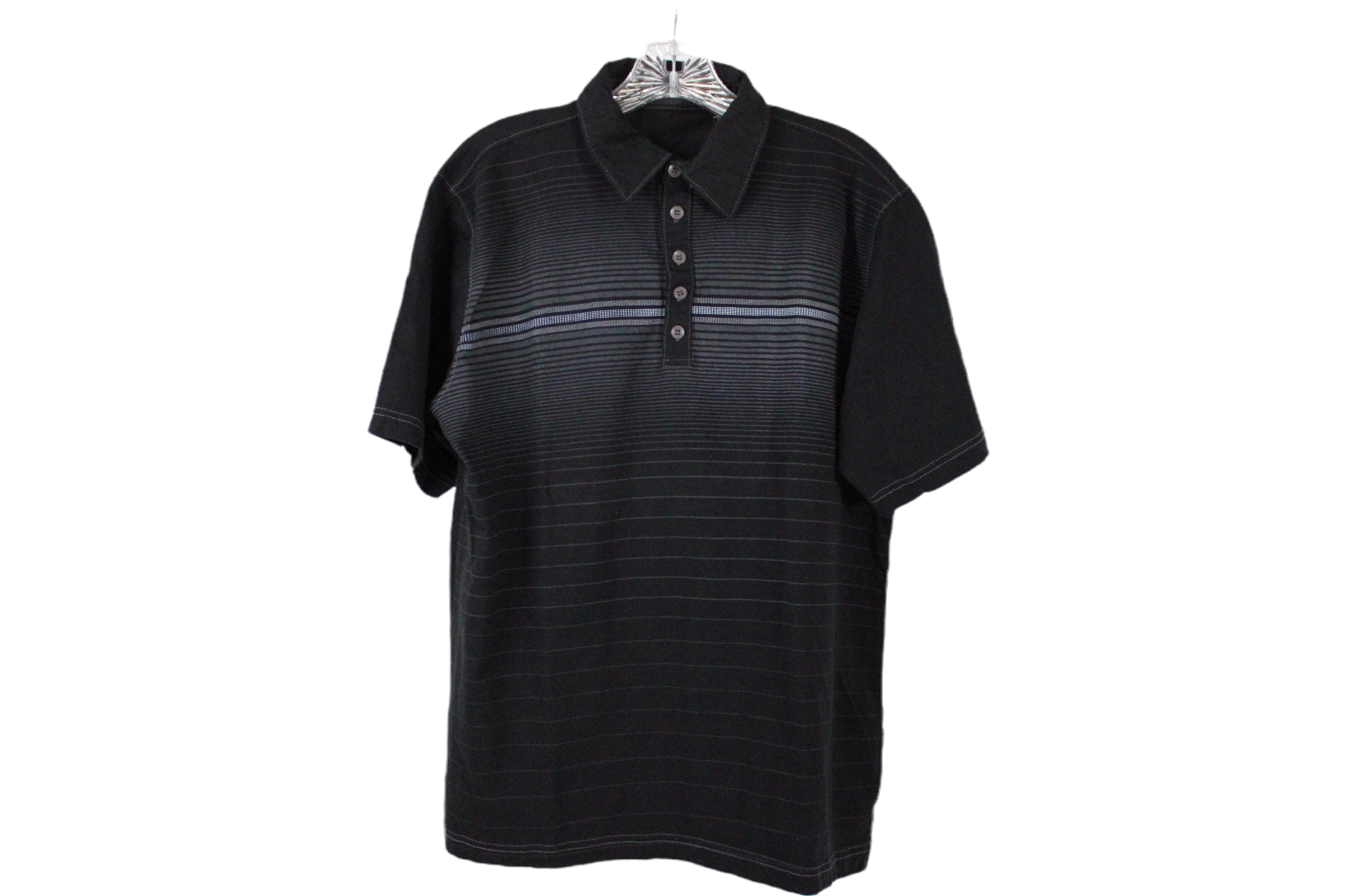 Michael Brandon Black Striped Polo Shirt | XL