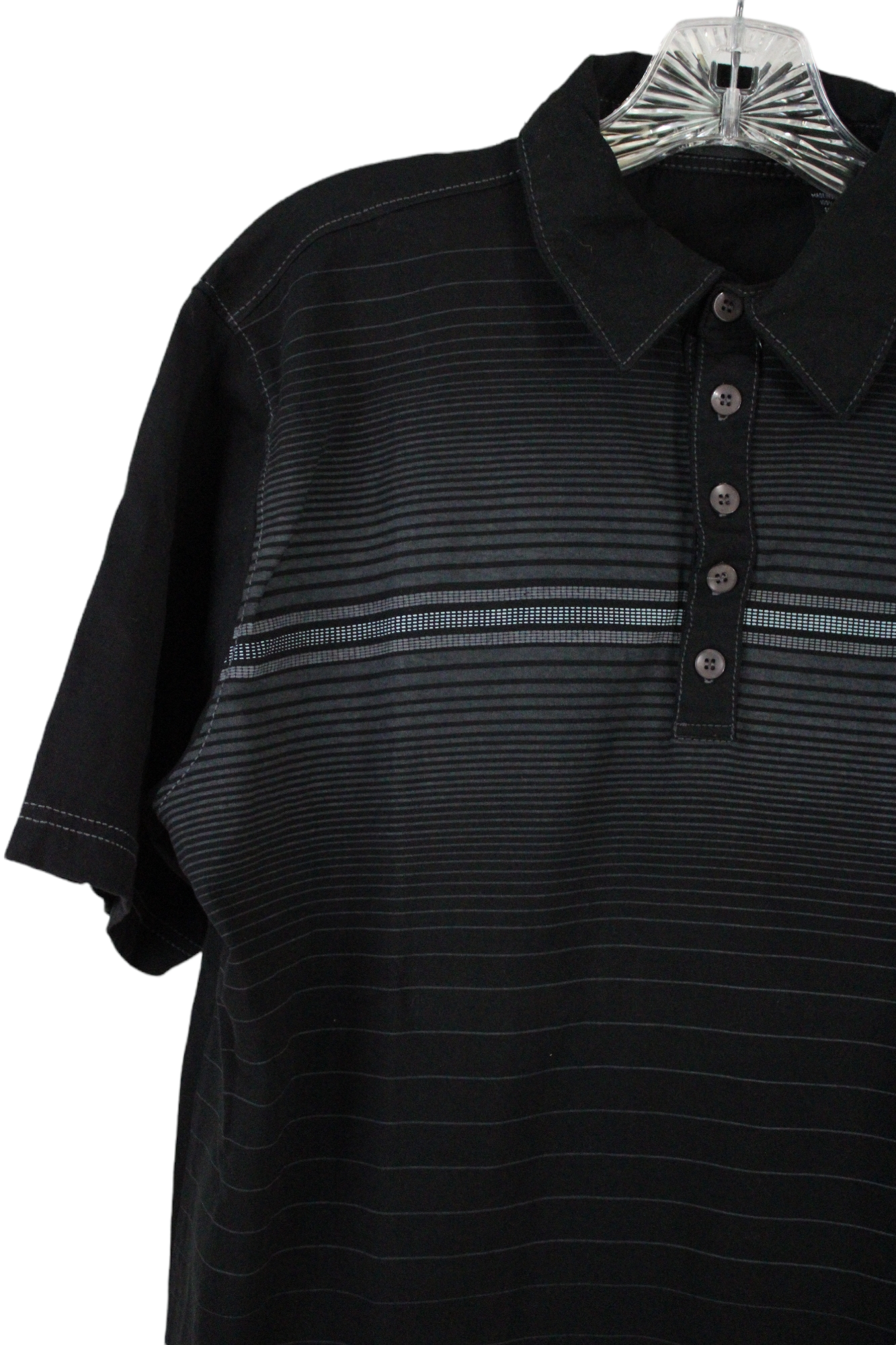 Michael Brandon Black Striped Polo Shirt | XL