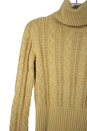 Moda International Yellow Knit Turtleneck Sweater | S