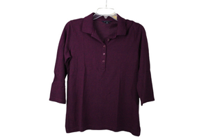 Lands' End Purple Long Sleeved Polo Shirt | XS