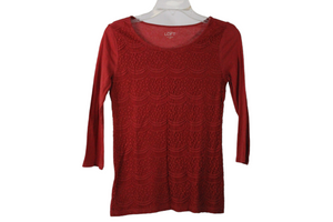 Ann Taylor Burnt Orange Lace Front Top | XXS