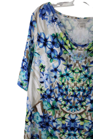 Christopher & Banks Blue Floral Top | L